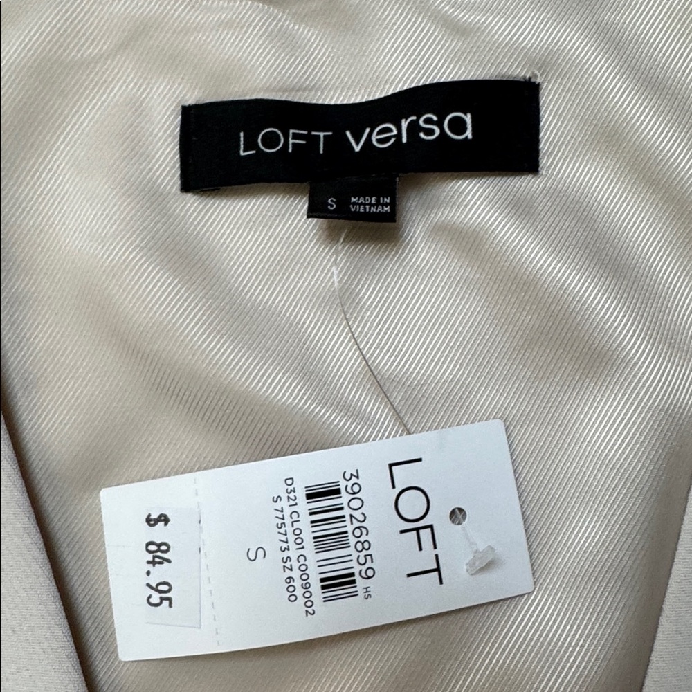 LOFT White Clay Button-Front V-Neck Peplum Top Small NWT - Picture 4 of 4